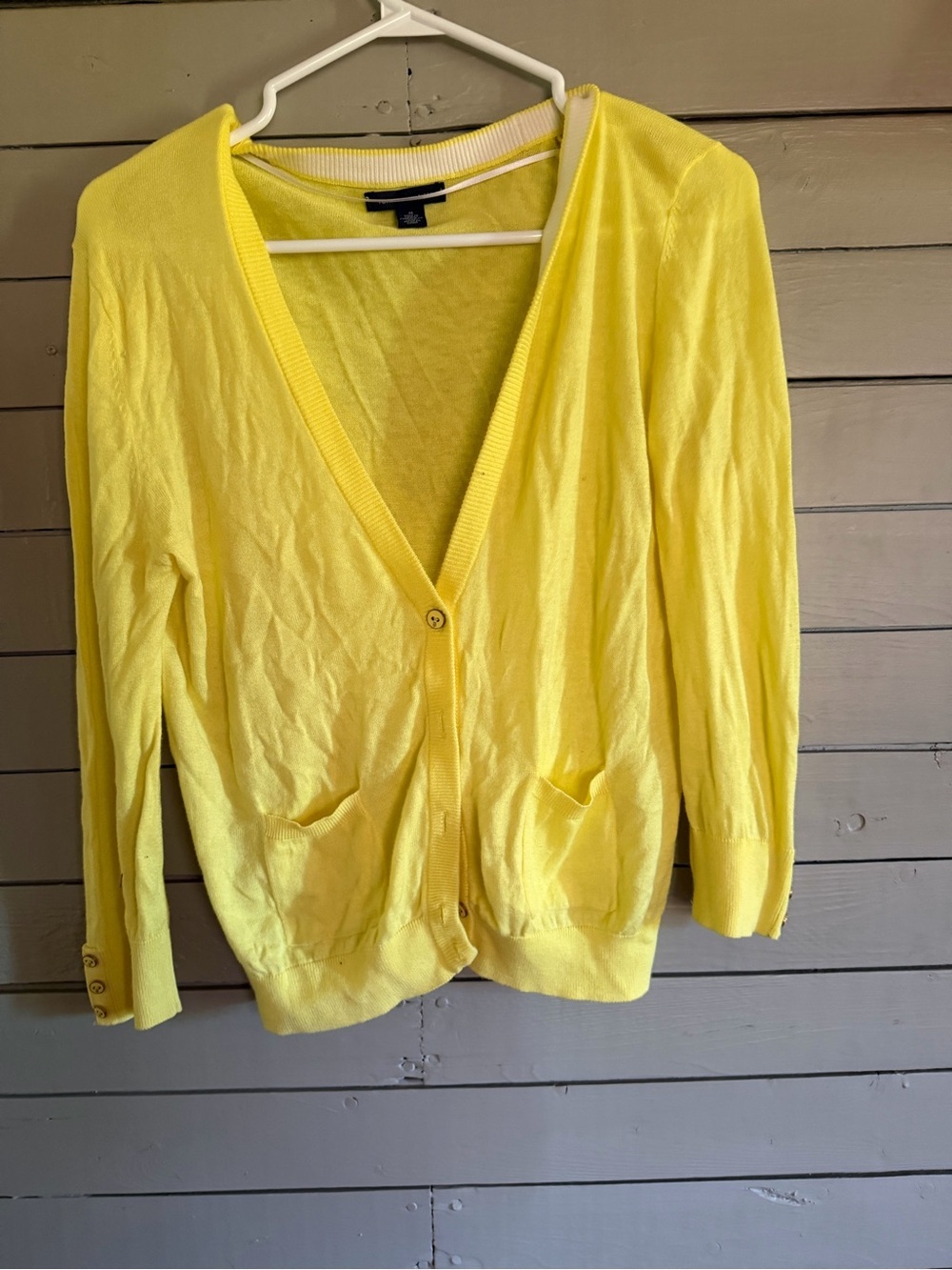 Tommy Hilfiger Yellow V-Neck Button Front Cardigan